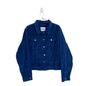 Per Se Navy Corduroy Button Front Jacket With Breast Pockets‎ Plus Size 2X